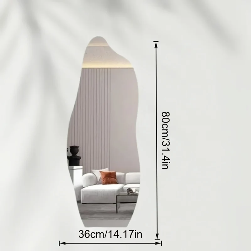 Frameless acrylic full-length mirror with adhesive backing