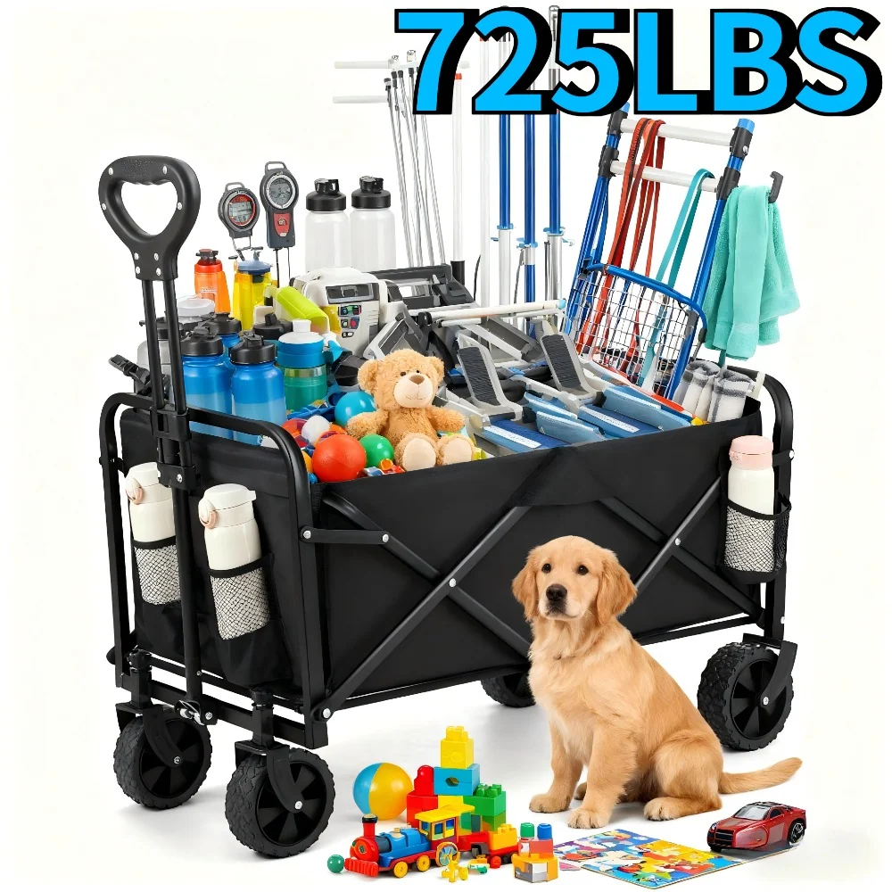 Heavy-duty folding utility cart with 350 to 725 lbs capacity