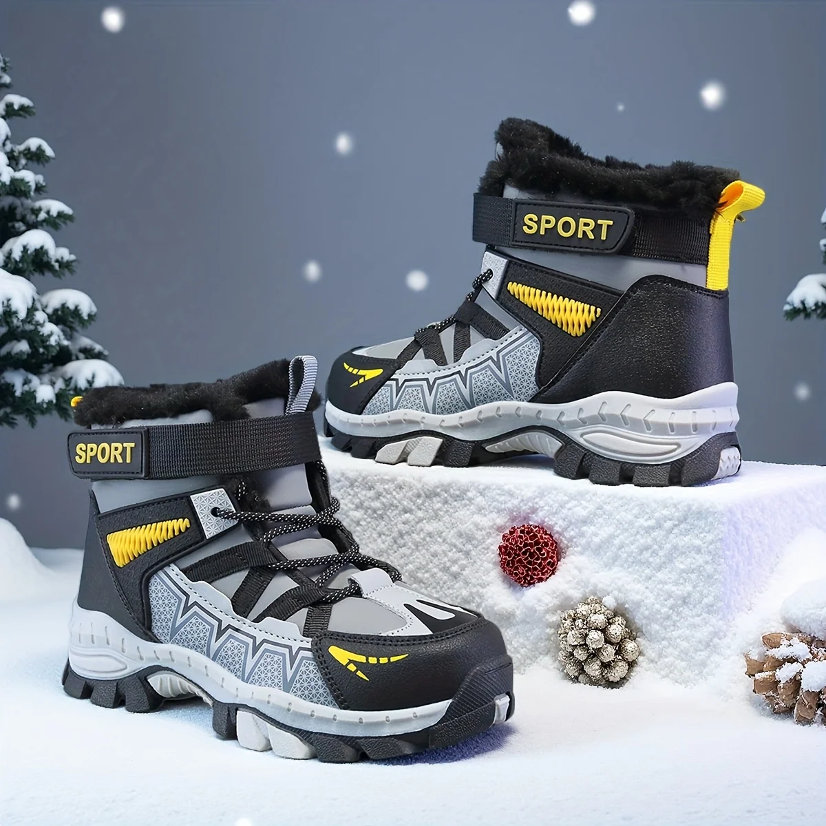 Boys Snow Boots – Multi‑Color Casual High‑Top, Thickened Warm Winter Design for Hiking, Skiing & Running