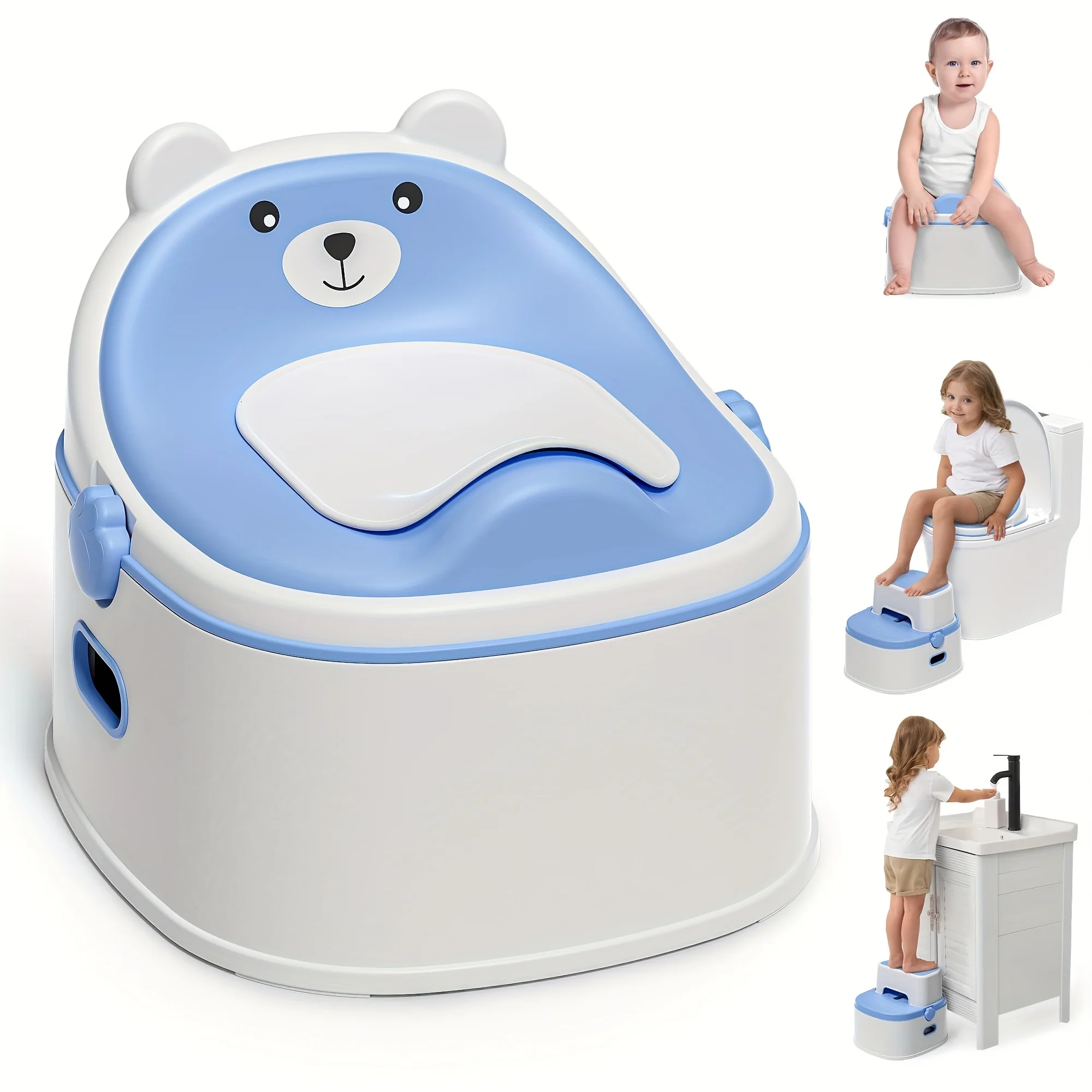3-in-1 Convertible Toddler Potty Chair with Step Stool and Removable Seat