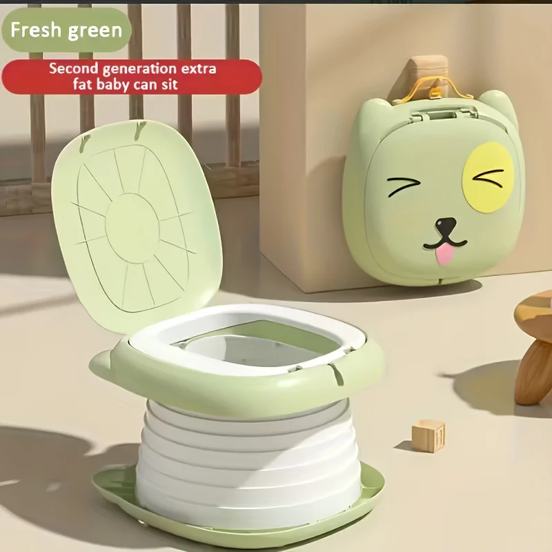 Foldable Portable Children’s Small Toilet with Cute Joyful Face – Pink, Yellow, Green