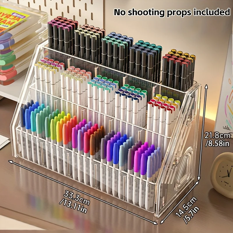Acrylic pen and brush holder rack for desks and workstations