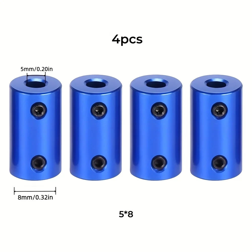 Set of 4 Metal Motor Coupler Connectors (5 mm & 8 mm) for Model Boats, Cars and Aircraft