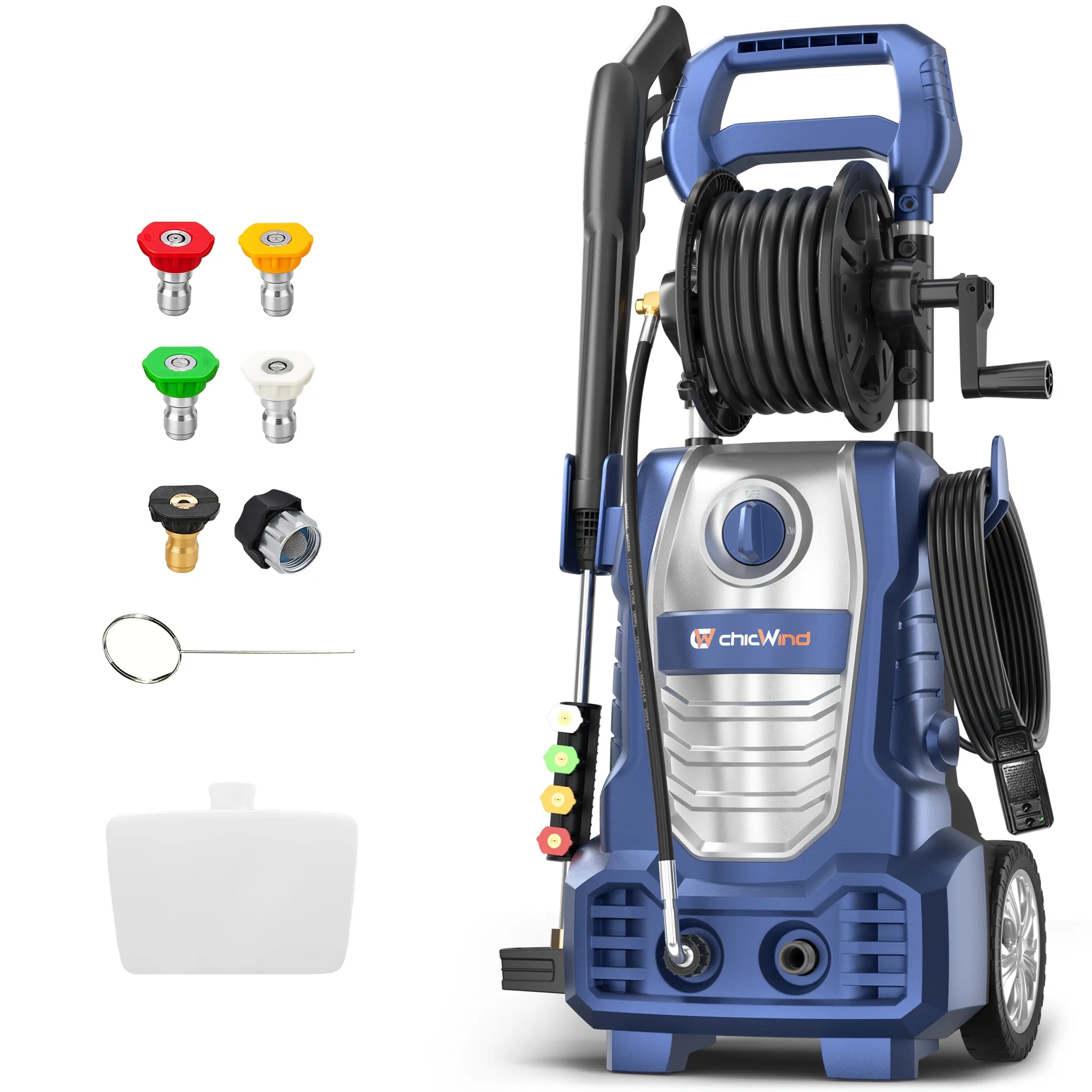 Electric pressure washer with 2070 PSI and 4 quick-connect nozzles
