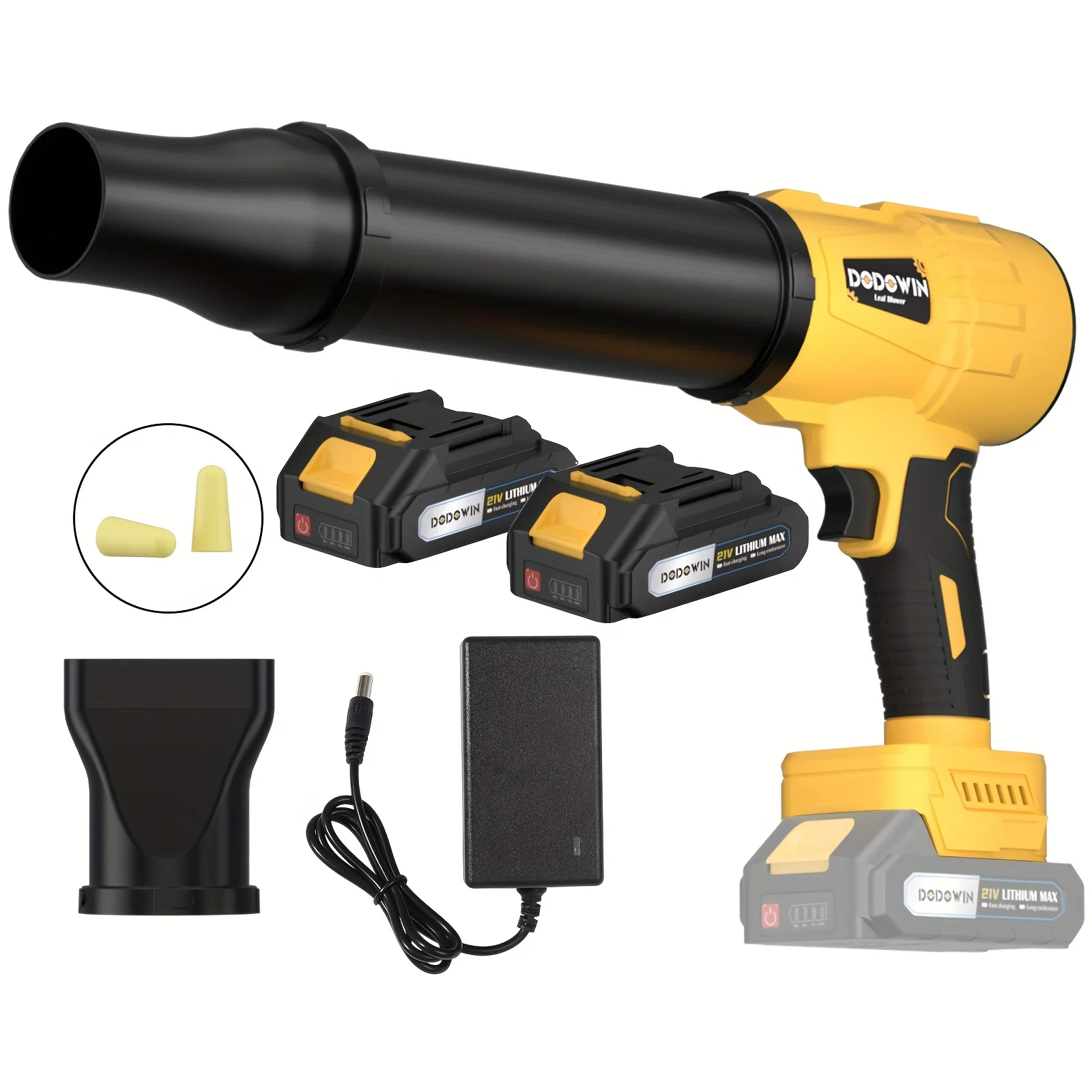 Cordless electric leaf blower with 21V battery for outdoor cleaning