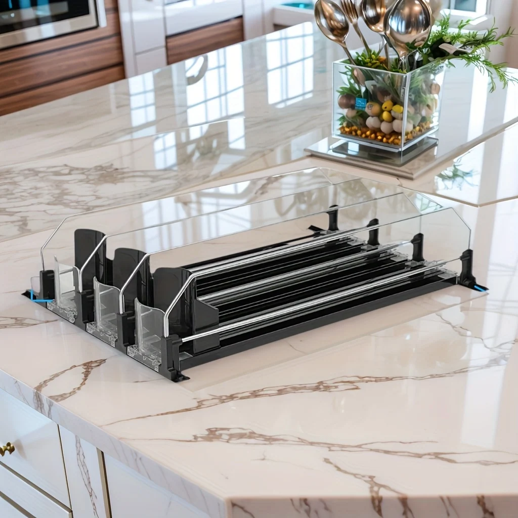Adjustable Auto-Sliding Refrigerator Drink Organizer Rack – 4/3/2/1 Row Configurations for Cans and Bottles