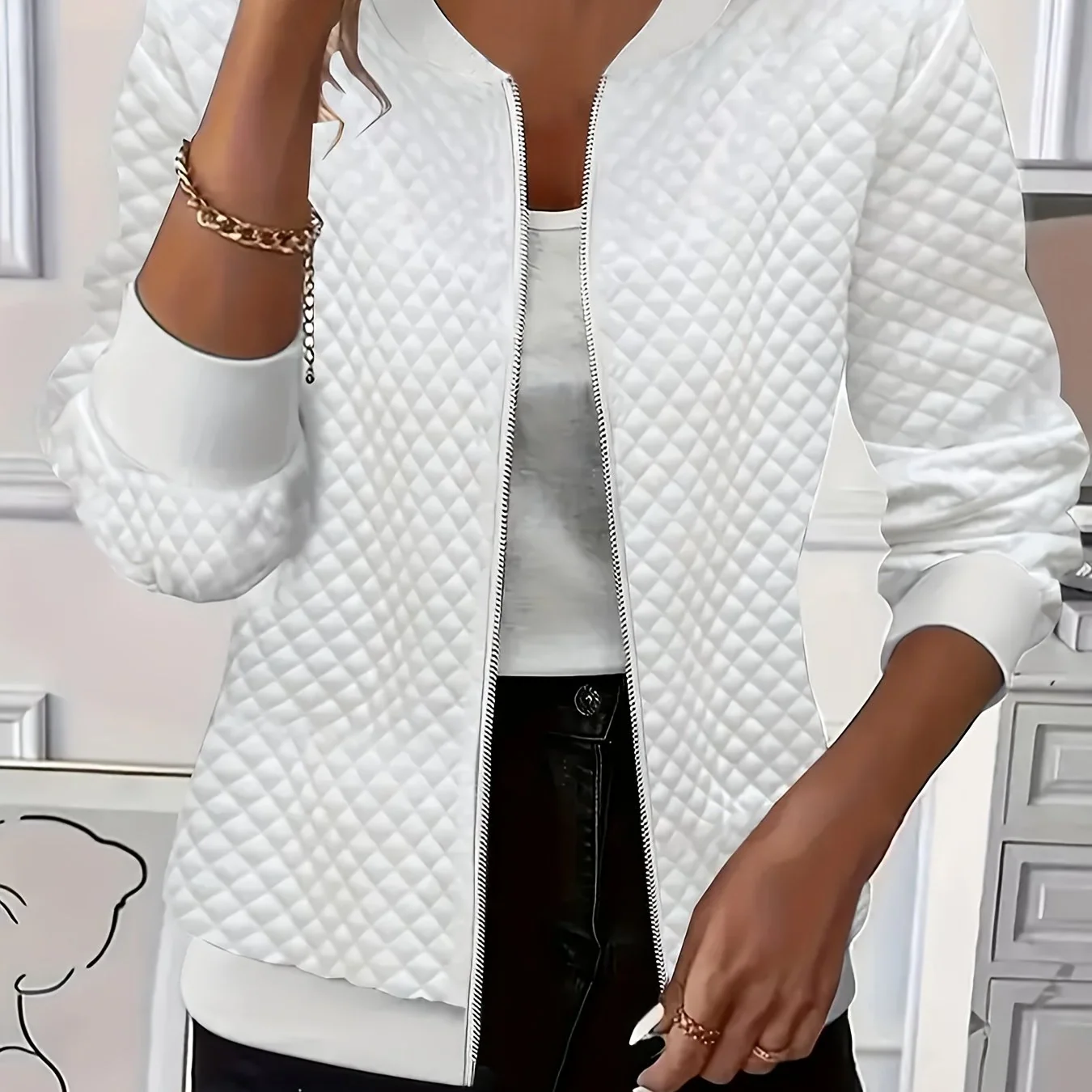 Plus Size Women's Long Sleeve Zip-Up Sweatshirt Jacket
