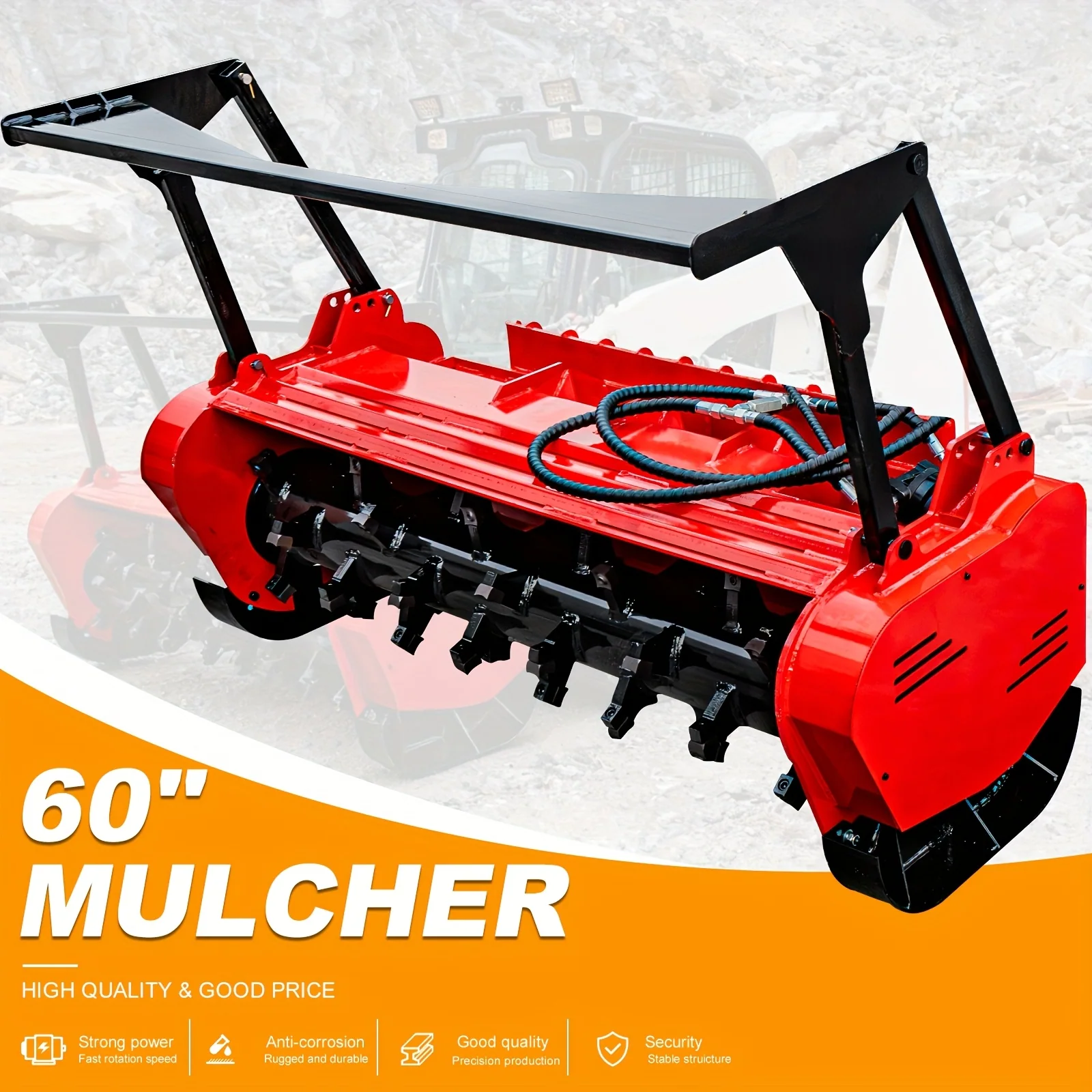 60 inch hydraulic forestry mulcher attachment for skid steer loaders