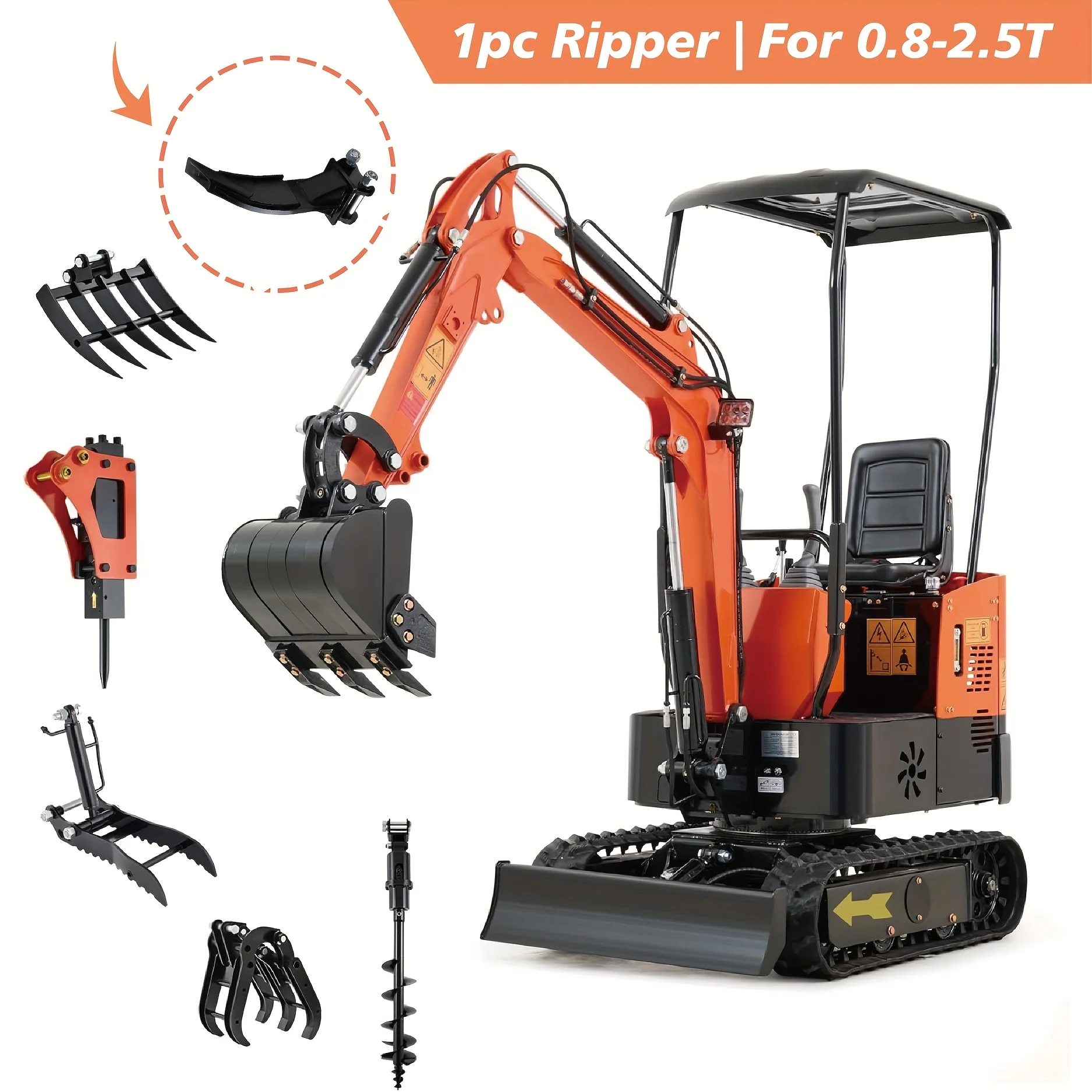 Mini Excavator Ripper Attachment – Single‑Hook Backhoe for 0.8‑2.5 Ton Mini Excavators