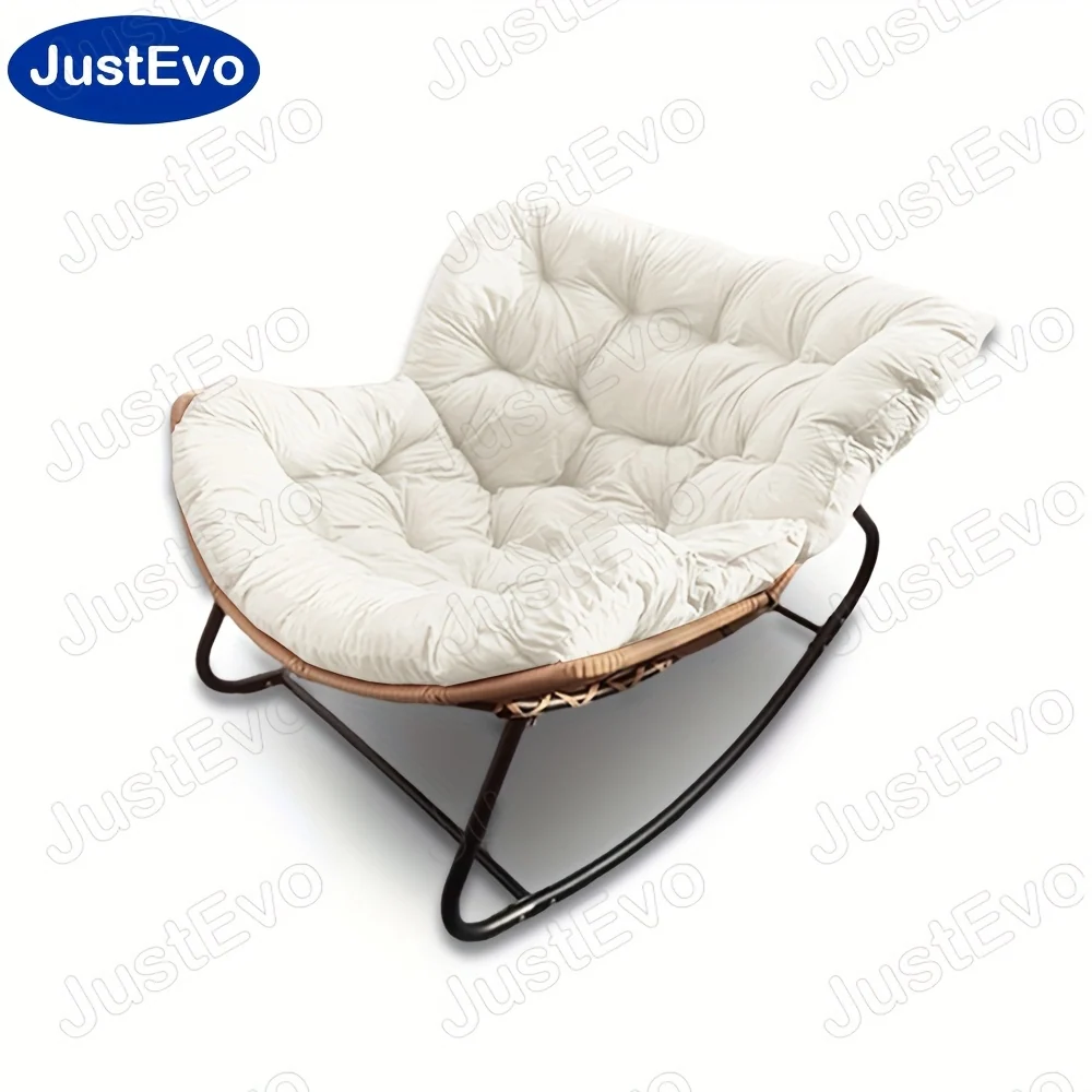 Extra large rocking chair with adjustable headrest and plastic cushion