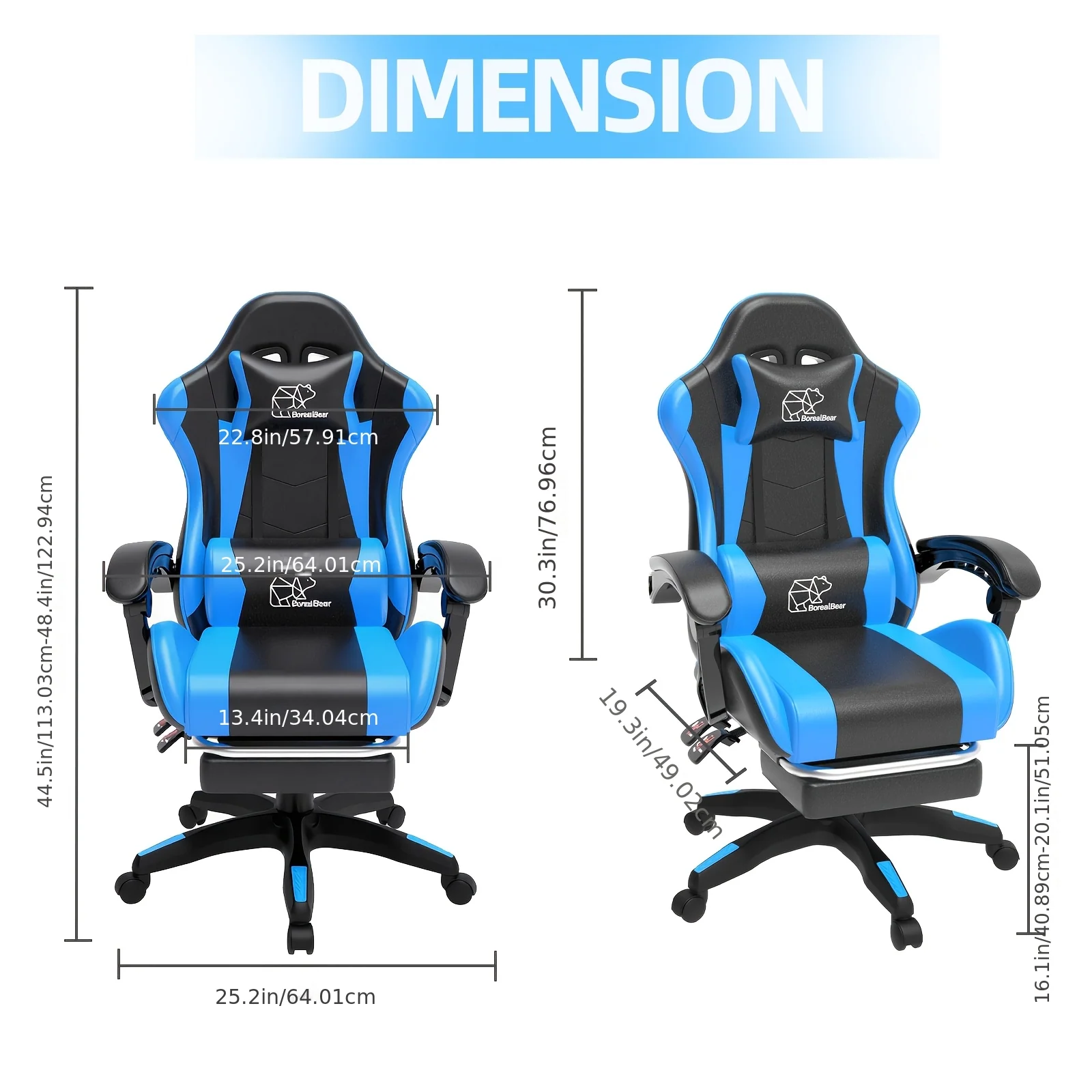 Ergonomic Gaming Chair with Lumbar Support, Fixed Armrests and High‑Quality Padding – Optional Footrest