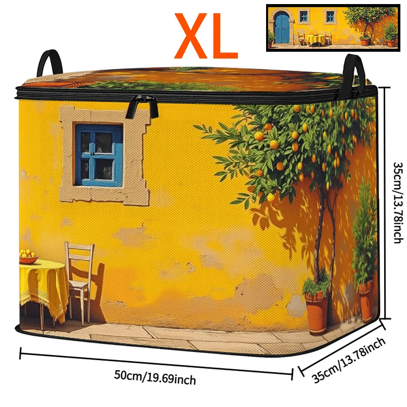 Large-capacity flat storage organizer bag in Mediterranean style