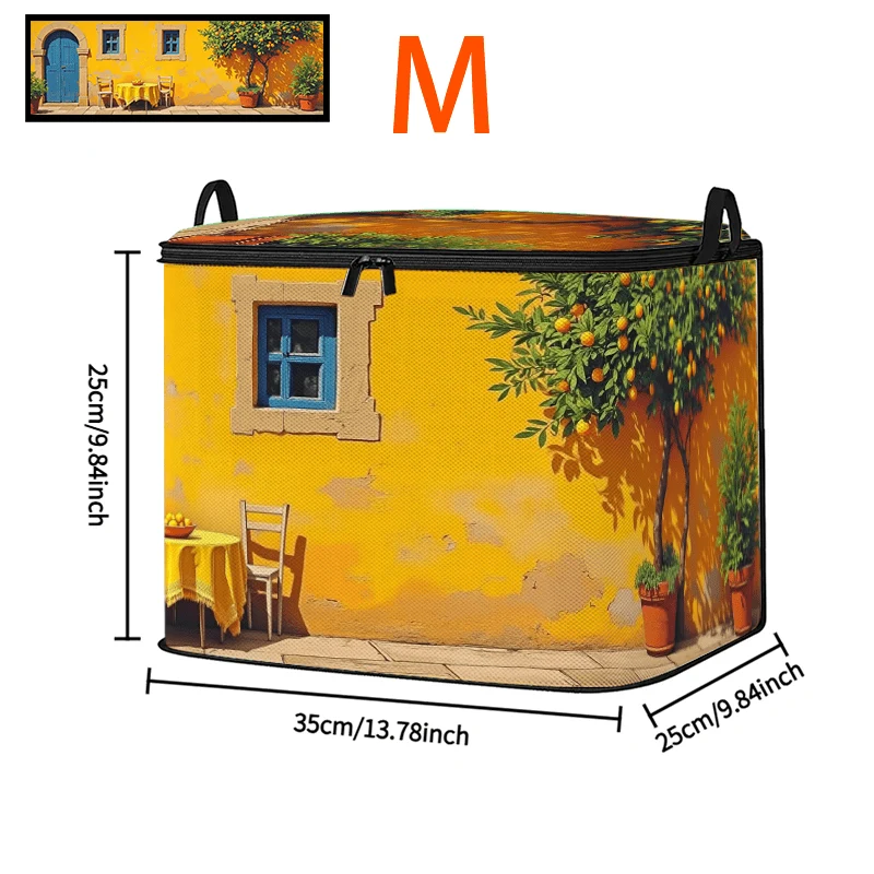 Large-capacity flat storage organizer bag in Mediterranean style