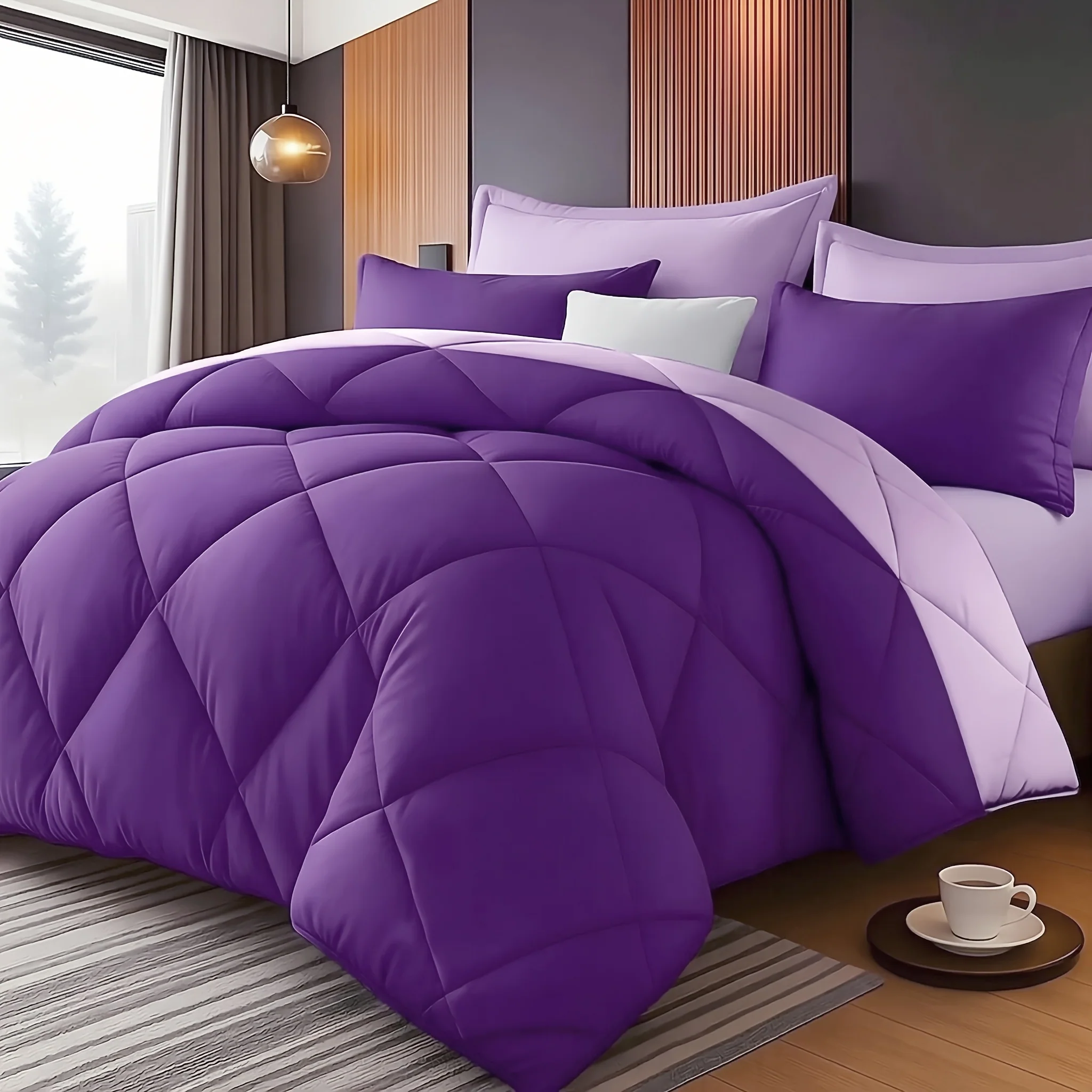 Diamond-pattern bed sheet set for large and extra-large beds with ultra-fine fiber quilt