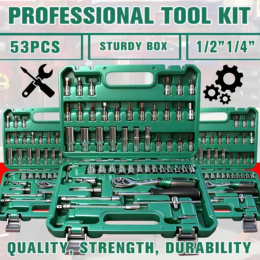 34-Piece Impact Socket Set with 1/2" Drive, SAE & Metric Sizes