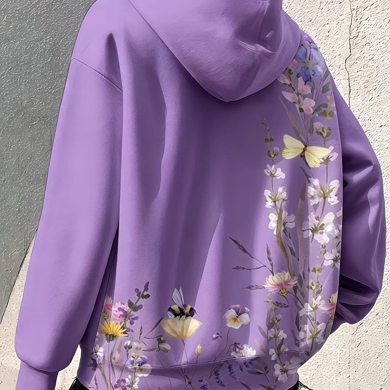 Plus size floral zip-up hoodie in mint green