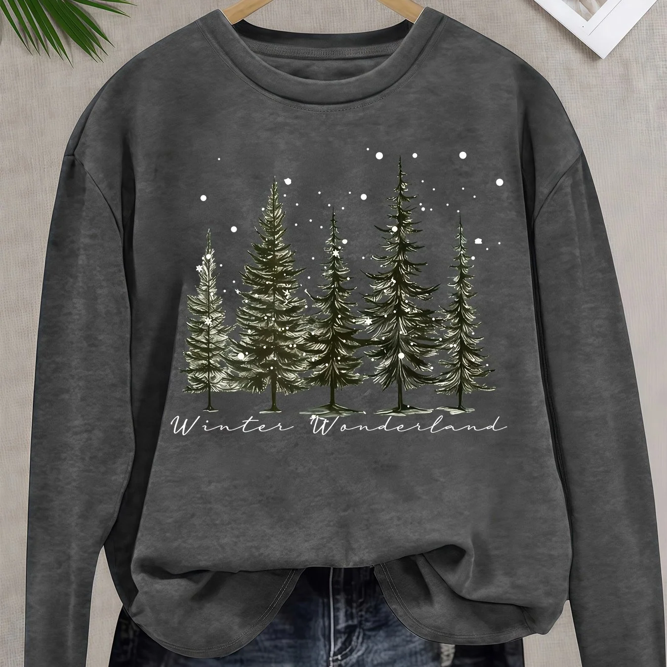 Plus size crew neck letter print sweatshirt