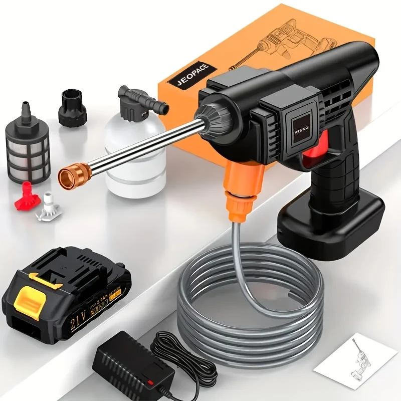 110V Cordless Pressure Washer with Quick-Connect Hose and Battery for Cars, Yards and Gardens