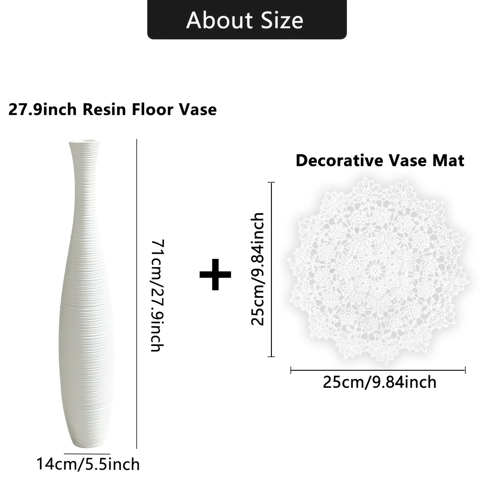 Extra-large resin floor vase with horizontal stripes