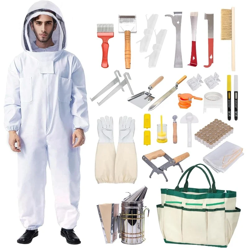 Complete beekeeping starter kit with protective gear and essential tools