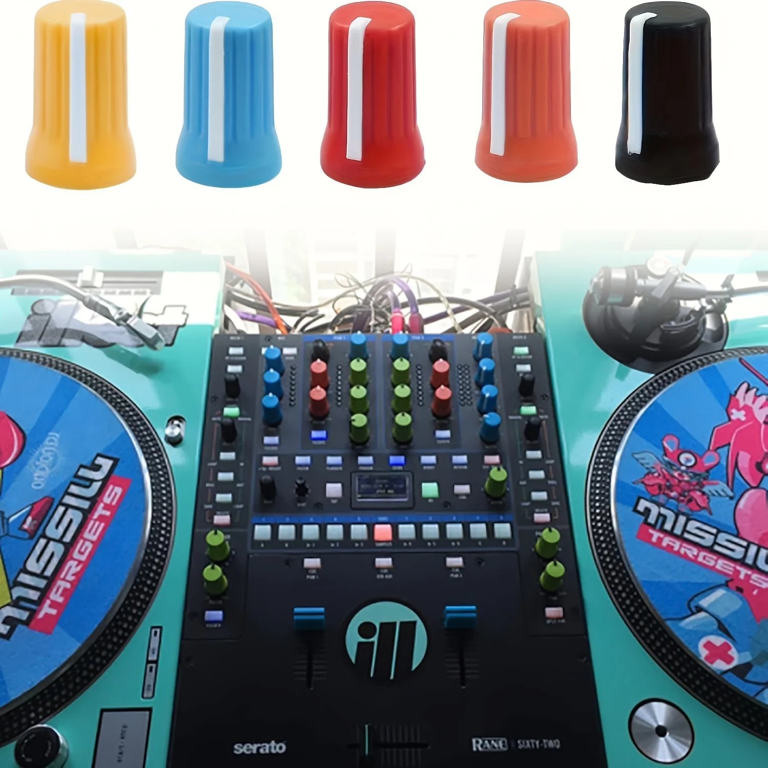 Set of 5 Universal EQ Rotary Knobs – Replacement Potentiometer Caps for DJ Controllers and Mixers