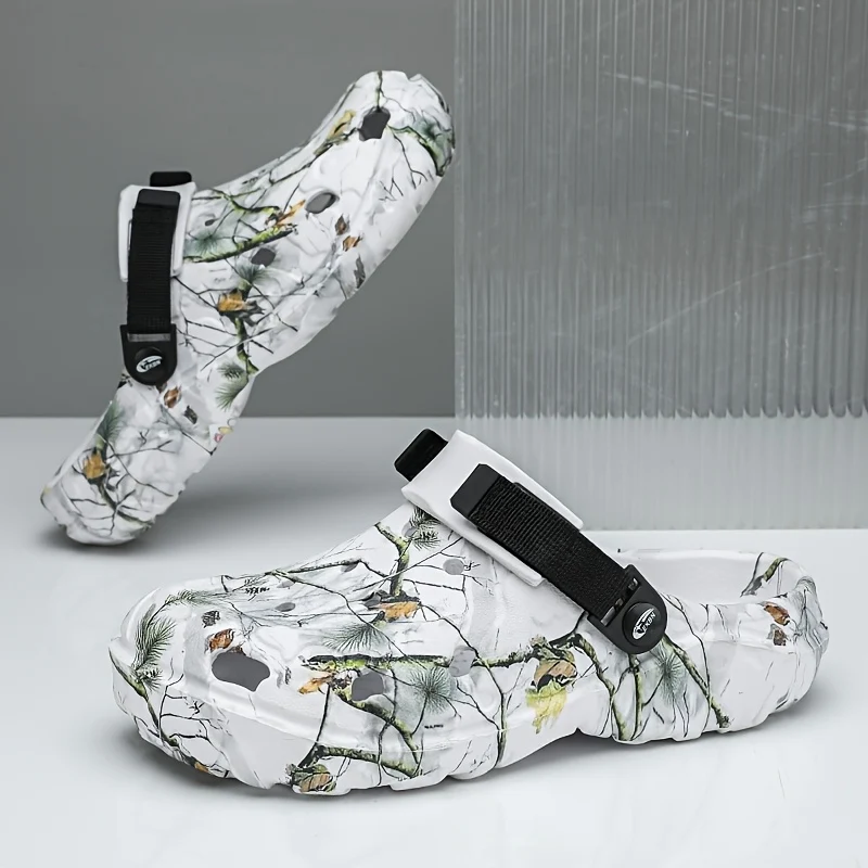 Men's Plus Size Beach Slippers with Thick Sole and Cut-Out Design