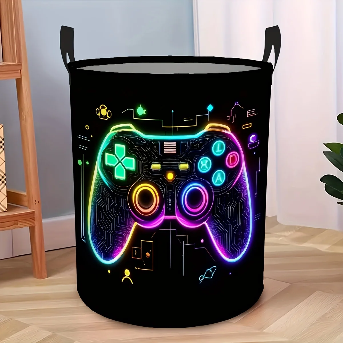 Neon Foldable Laundry Hamper – Collapsible Polyester Storage Bin with Handles