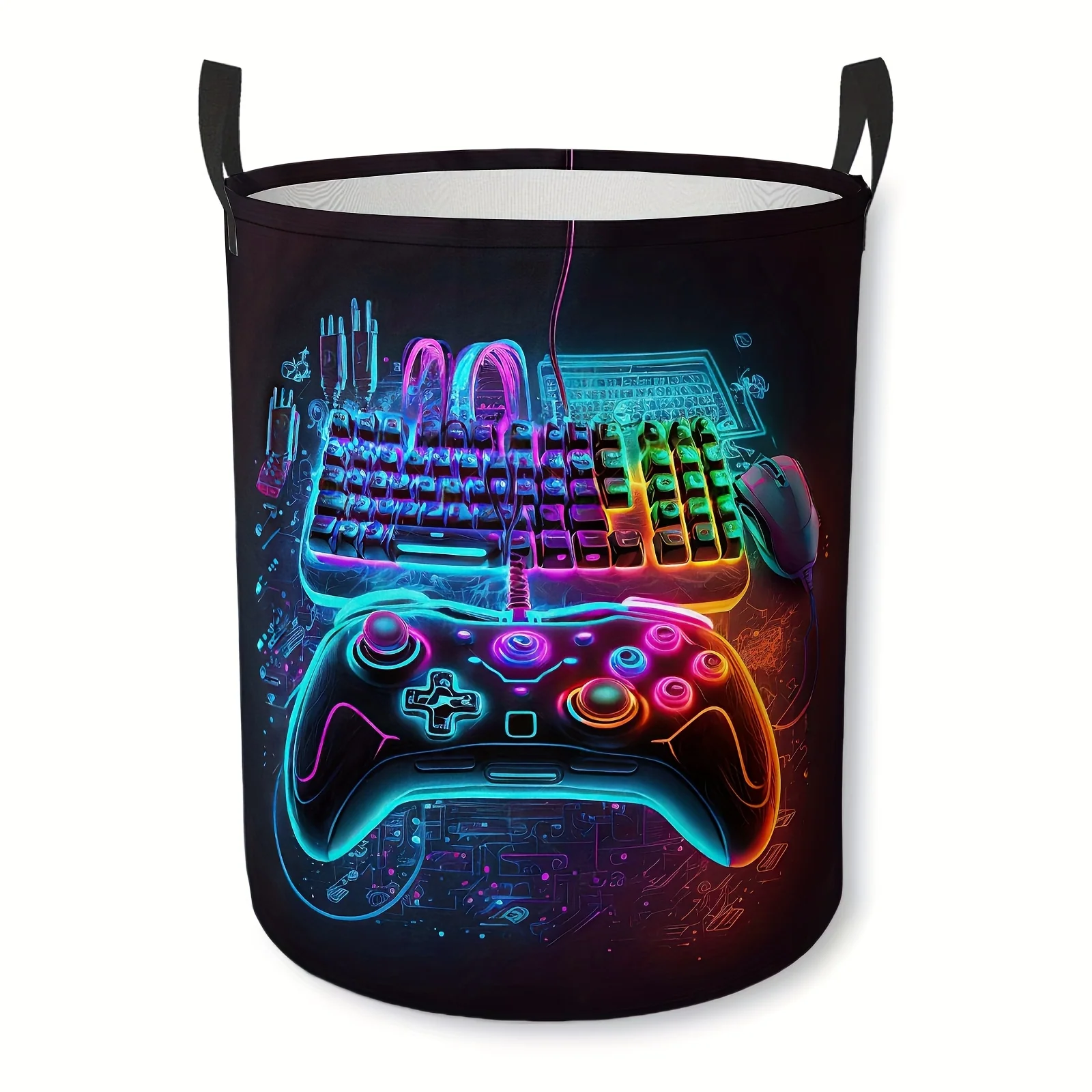 Neon glow-in-the-dark storage basket for laundry and accessories
