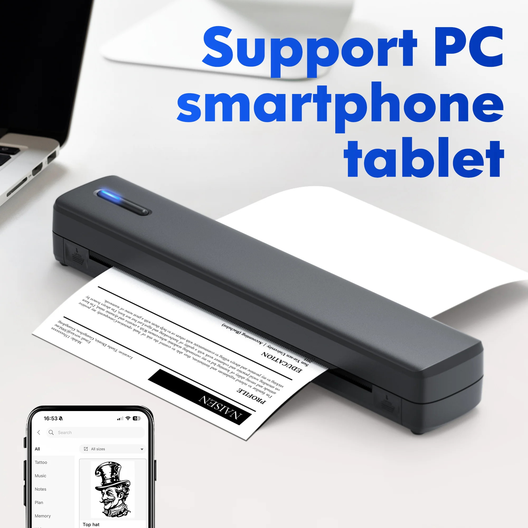 Compact Portable Wireless Thermal Printer for Travel and Home Use