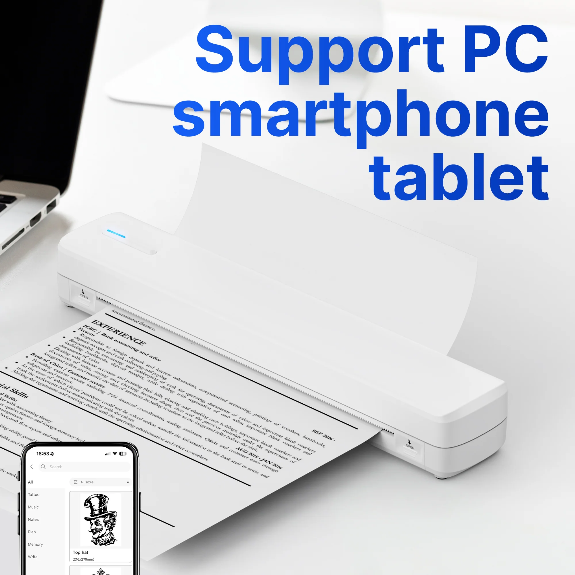 Compact Portable Wireless Thermal Printer for Travel and Home Use