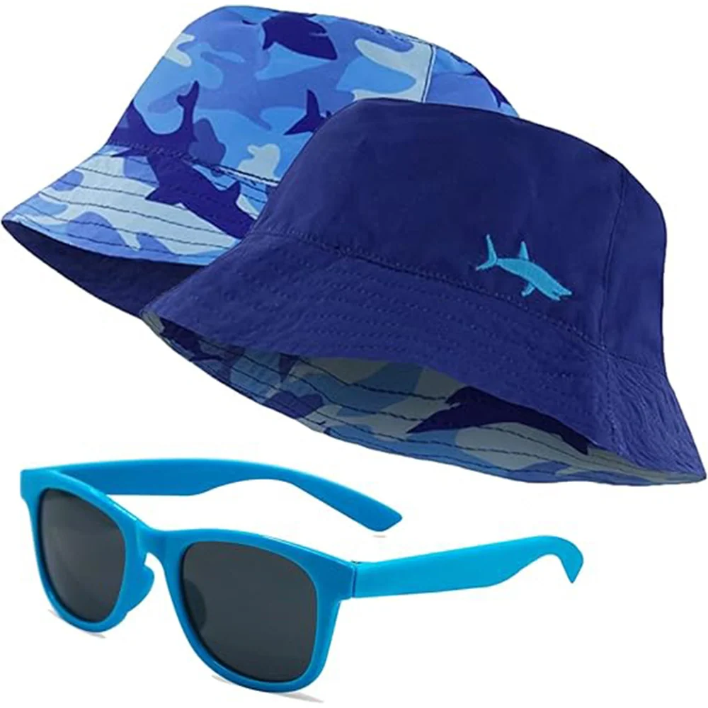 Reversible bucket hat for kids and teens, packable sun protection, ages 3-14