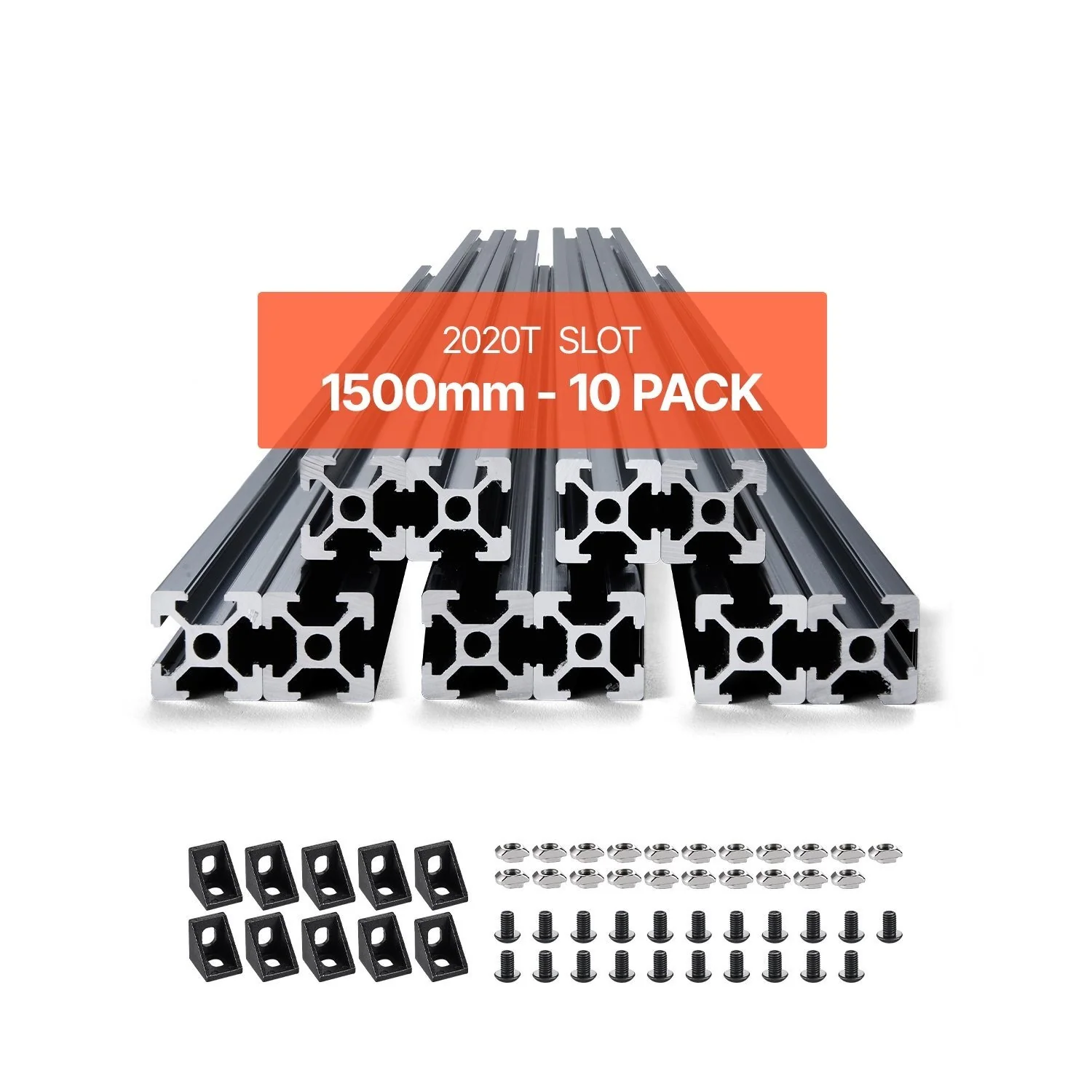 Anodized 2020 T‑Slot Aluminum Extrusion Linear Rail – 1000 mm, 1200 mm, 1500 mm, 2000 mm
