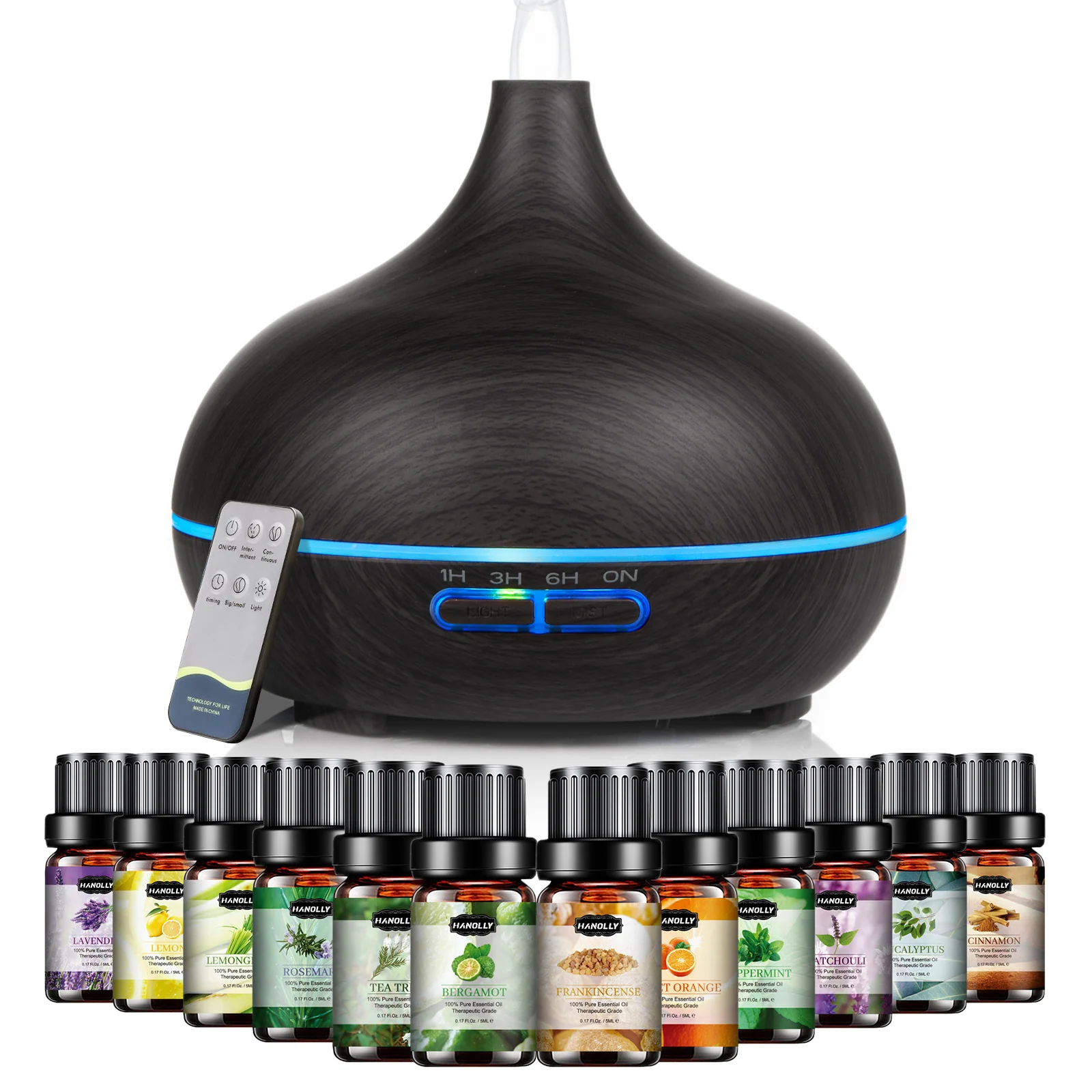 Large capacity essential oil diffuser with remote control 550ml