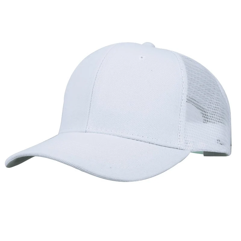 Black mesh trucker snapback hat with adjustable snap closure