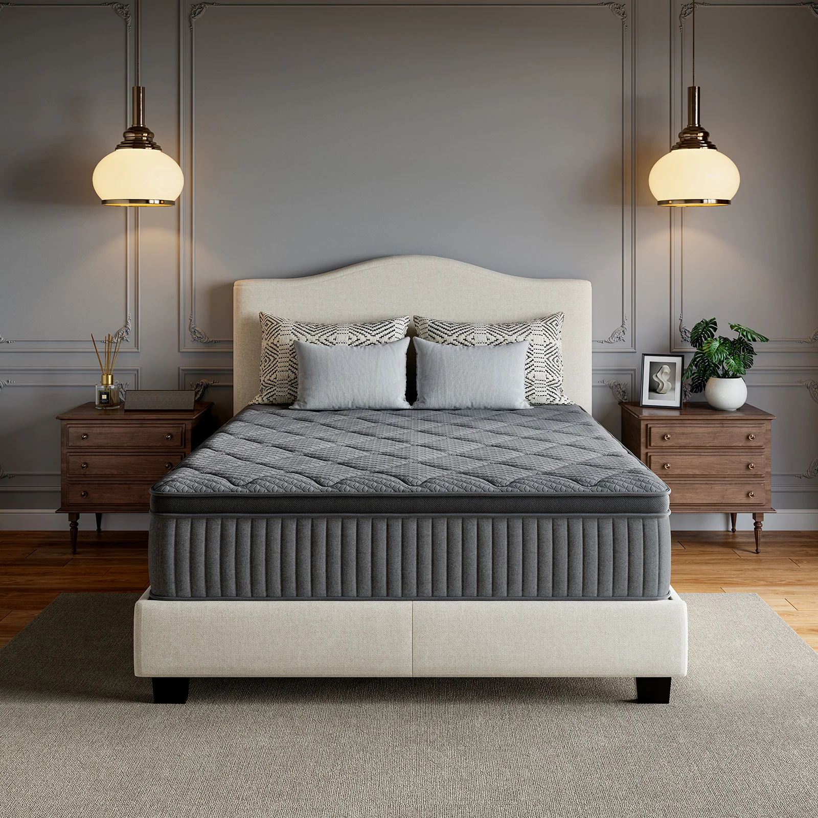 Hybrid gel-infused memory foam mattress with pocket springs and pillow top