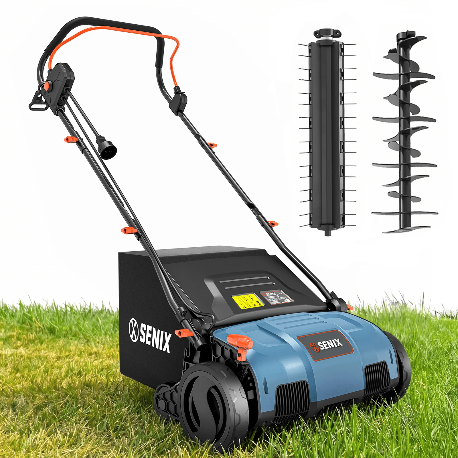 15-inch electric lawn dethatcher and scarifier with depth adjustment