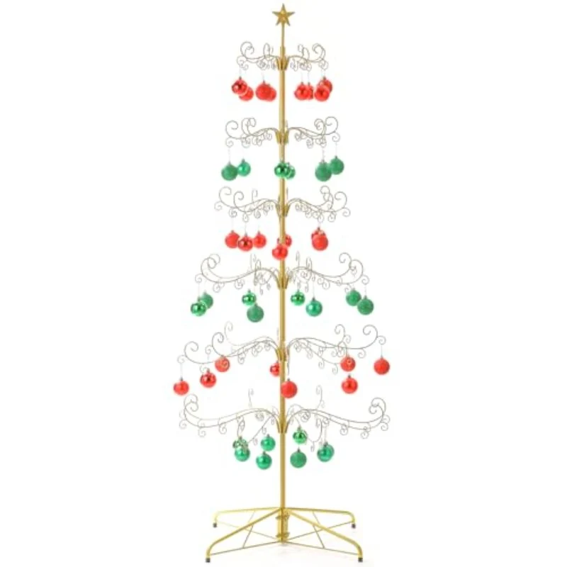 Gold 6-Tier Metal Christmas Tree Display Stand for Ornaments