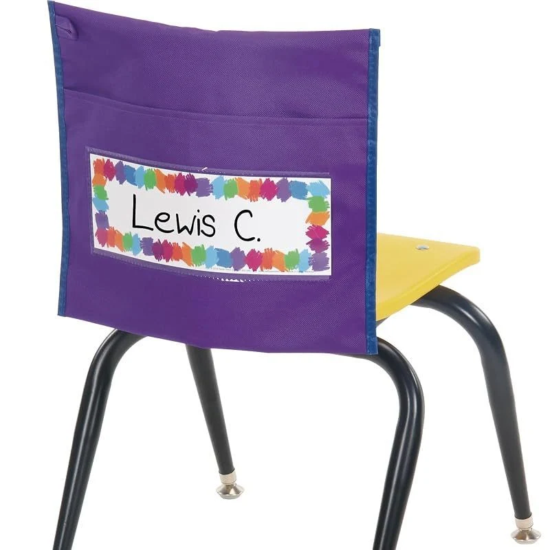 Classroom Chair Pockets Set of 6 in Purple and Blue