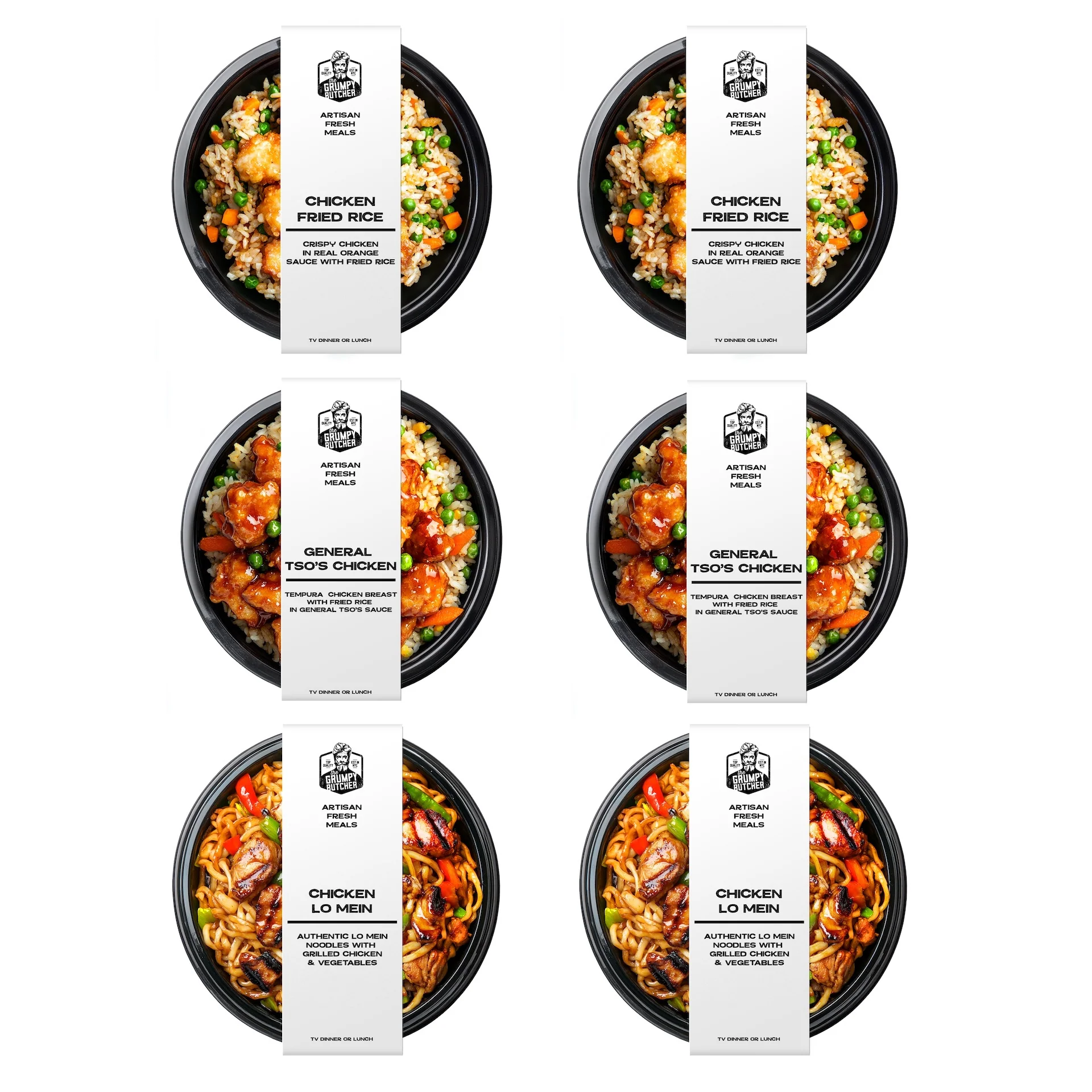 Asian Meals Set: Chicken Lo Mein, Fried Rice, and General Tso’s Chicken 6-Pack