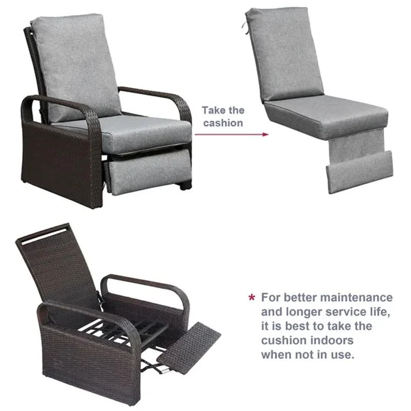 5-inch thick waterproof replacement cushion for outdoor recliner chairs with UV fade-resistant cover