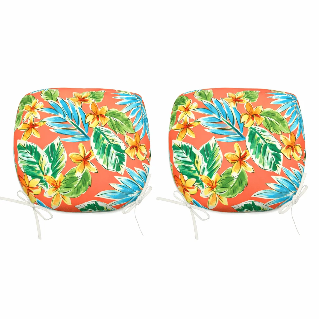 Set of 4 outdoor patio chair cushions with water-repellent foam cores and ties