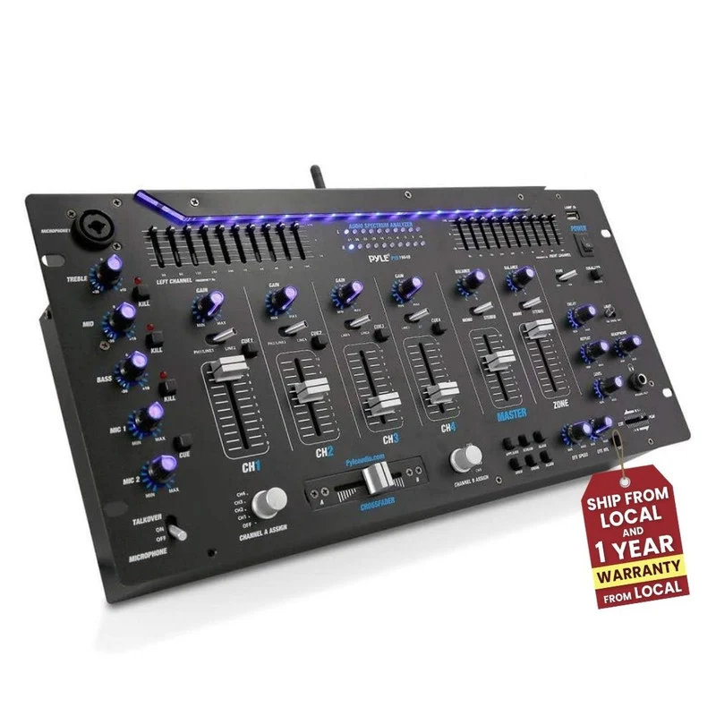 19-Inch Rack-Mount Audio Mixer with Bluetooth and EQ Controls