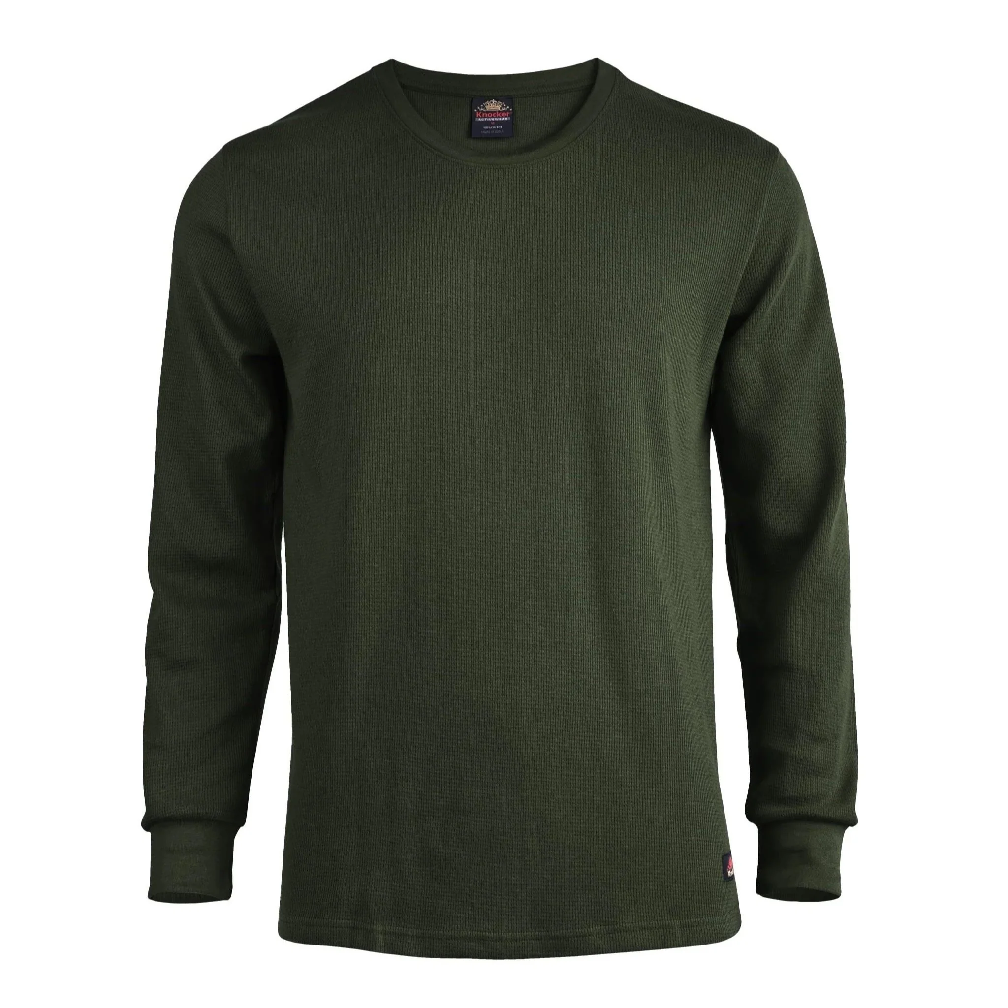Plus Size Men's Thermal Long Sleeve Shirt – Waffle Knit, Medium Warmth, Cuff Detail