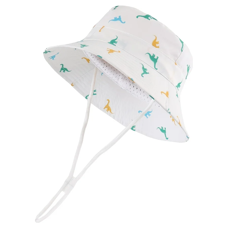 Toddler dinosaur print bucket sun hat with wide brim