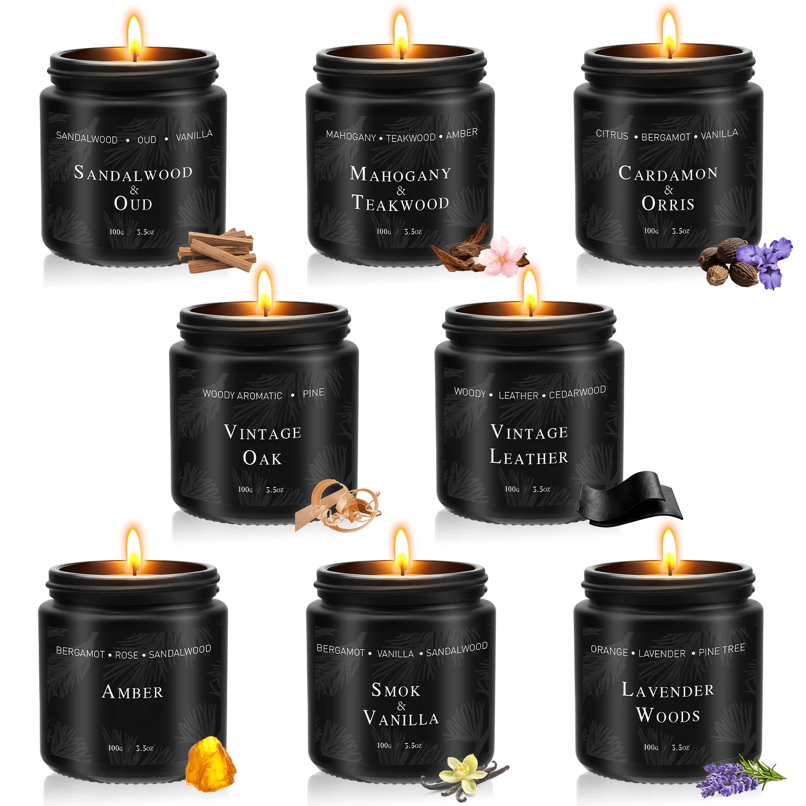 8 soy candles for men - assorted masculine scents