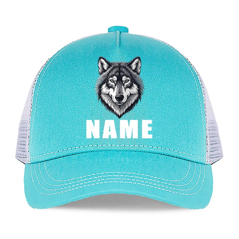 Cartoon wolf pattern baseball cap for kids with adjustable fit