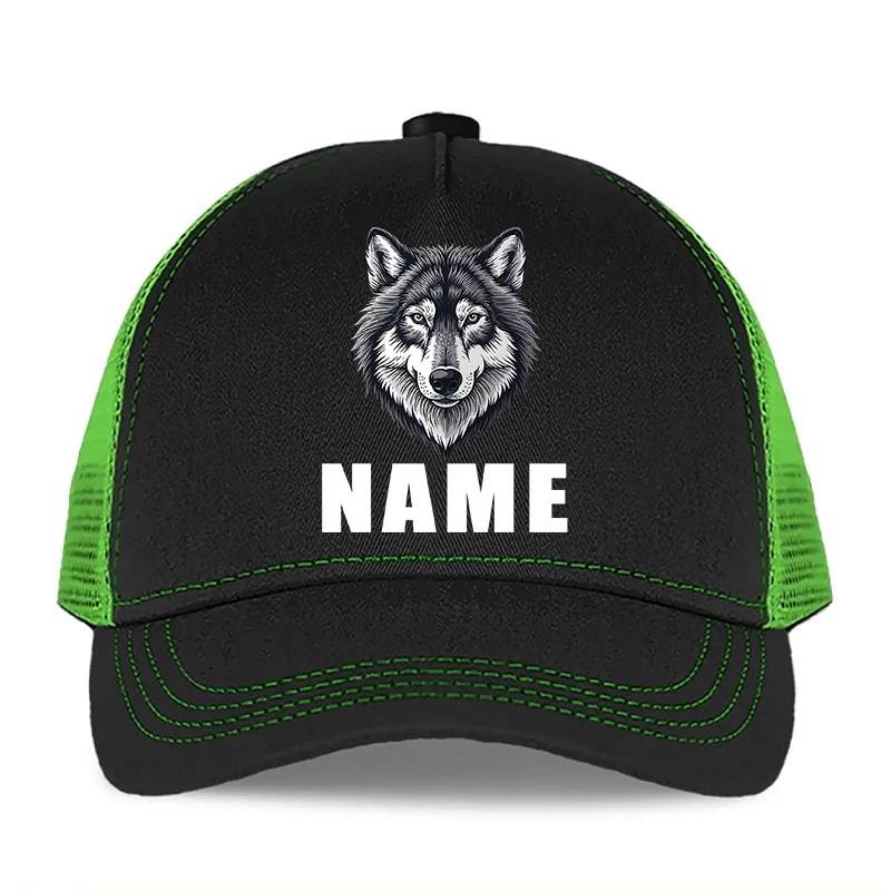 Cartoon wolf pattern baseball cap for kids with adjustable fit