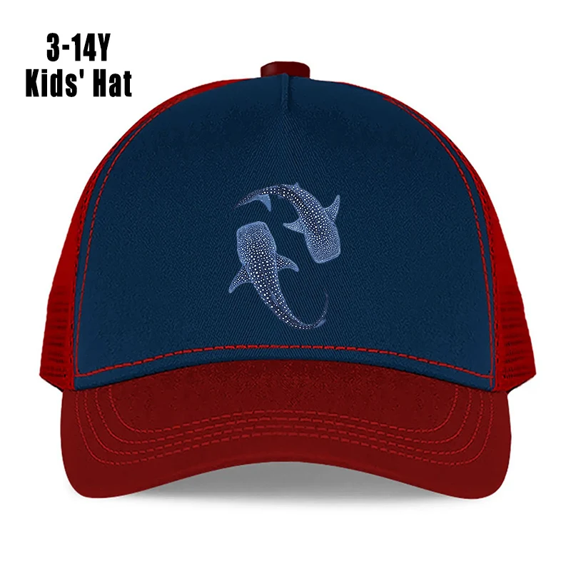 Whale shark print baseball cap for boys and girls