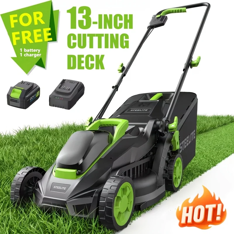 21V cordless walk-behind lawn mower with brushless motor and 5 height settings