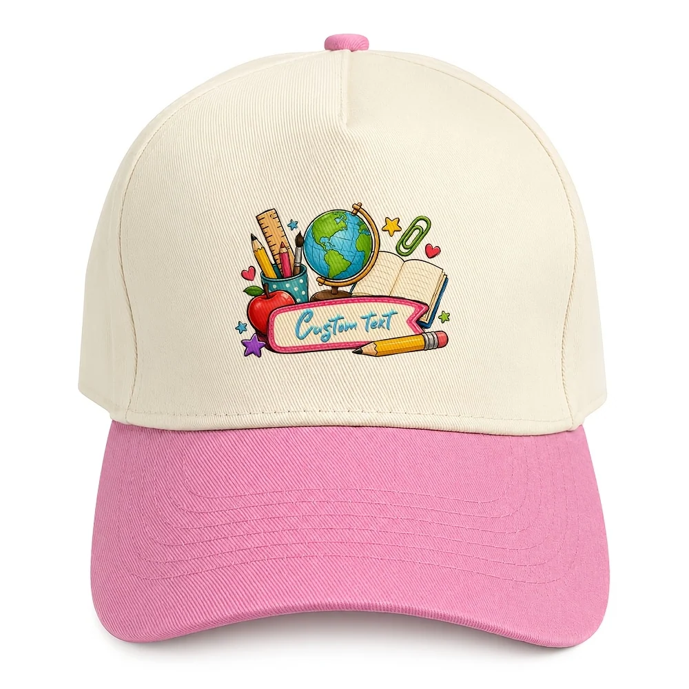 Adjustable kids baseball cap with custom text for casual style